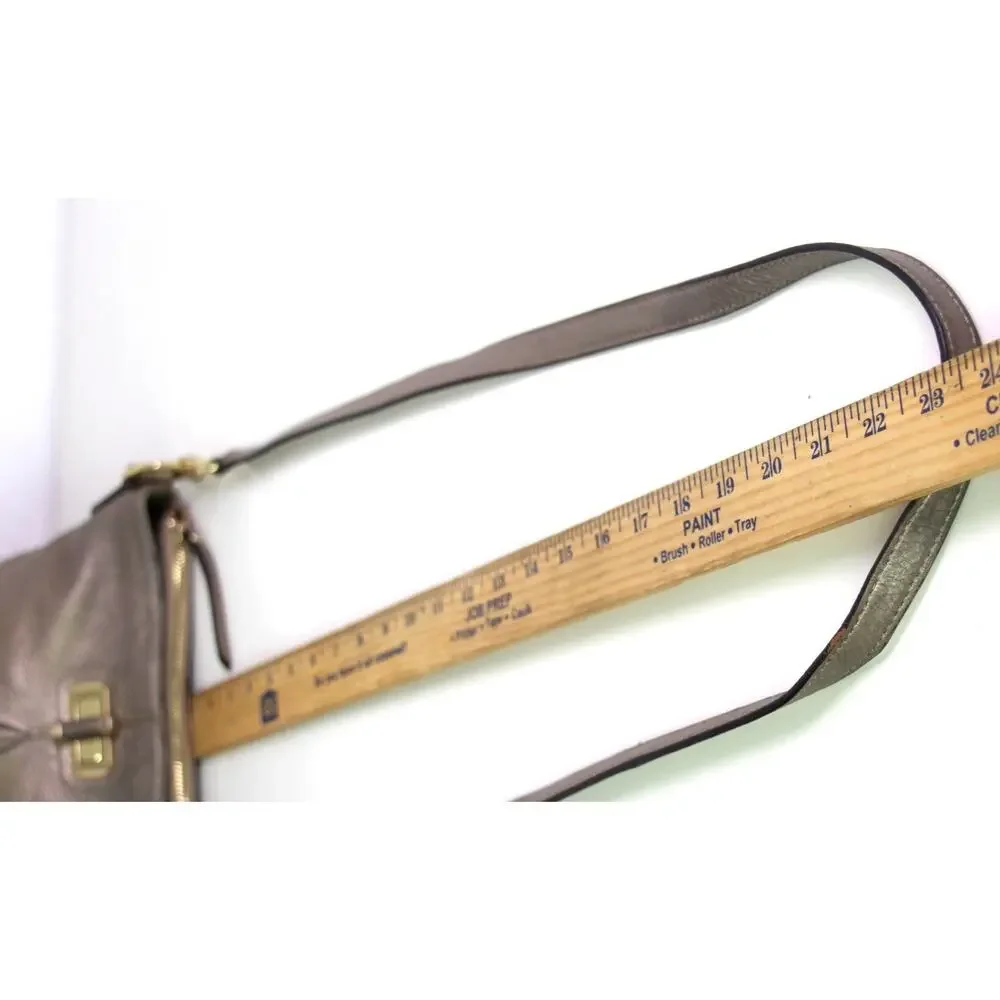B. Makowsky GOLDEN BEIGE GENUINE LEATHER X-BODY SHOULDER BAG HANDBAG BOHO PURSE